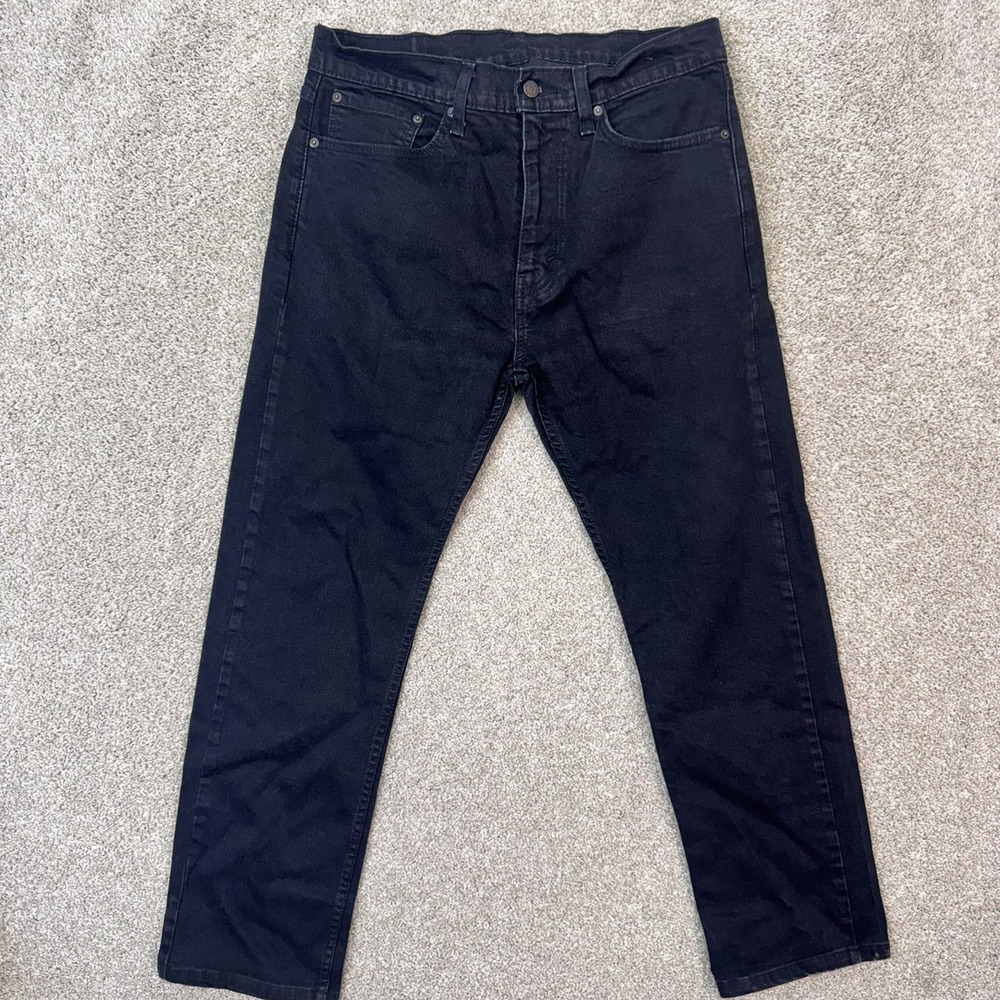 Levi's Jeans Mens 34x32 505 Regular Fit Black Straight Leg Denim EUC